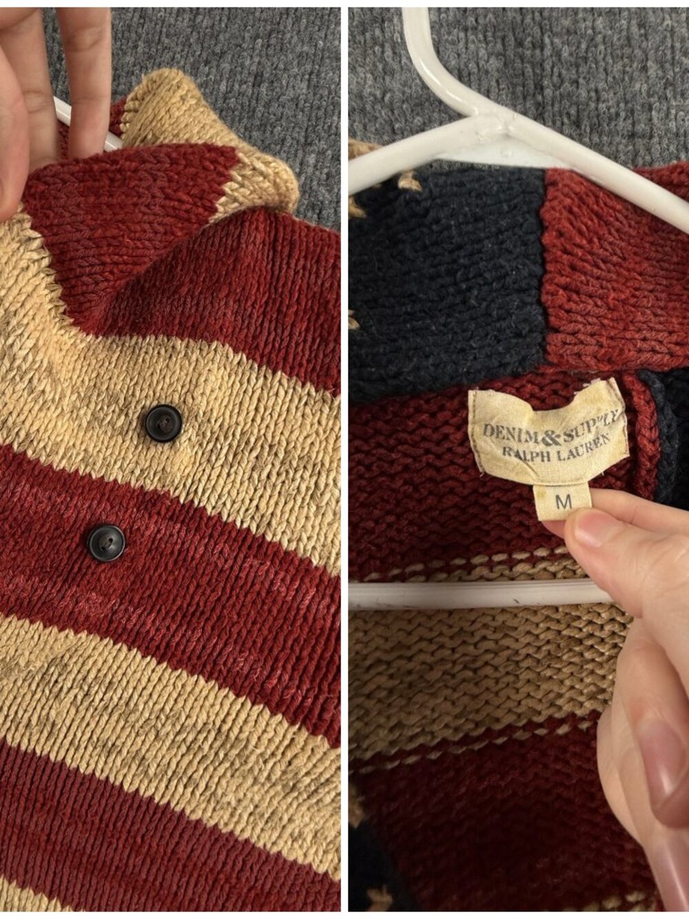 Ralph Lauren AOP Flag Sweater Chunky USA Colorful Stars Stripes Cotton Linen - Picture 11 of 16